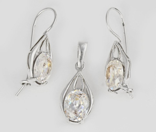 480/234 komplet srebrny łezki z cyrkoniami