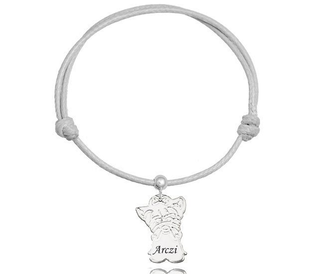 BR1205 BRANSOLETKA Z GRAWEREM, SREBRO 925 Piesek pies york