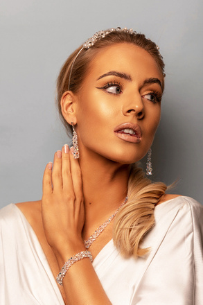 1298 kolczyki srebrne 925 eleganckie na ślub Crystal Ab