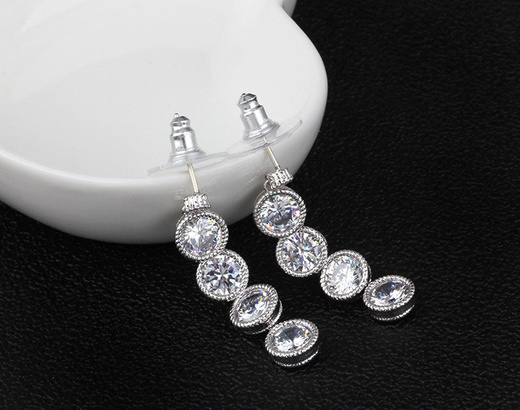 Kol 599/754 KOLCZYKI ślubne, długie,cyrkonie kółeczka