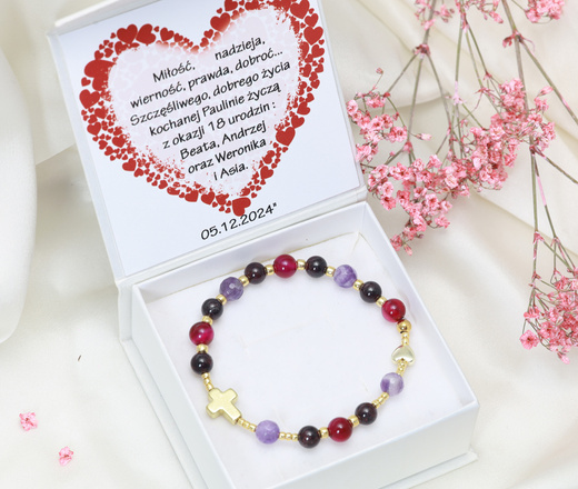 bransoletka różaniec granat ametyst agat 1888/1