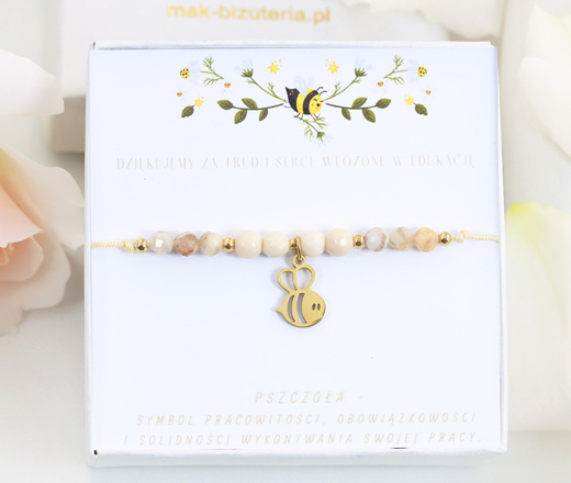  zestaw dla Pani Przedszkolanki bransoletka z grawerem grupa Pszczółki 1807/12