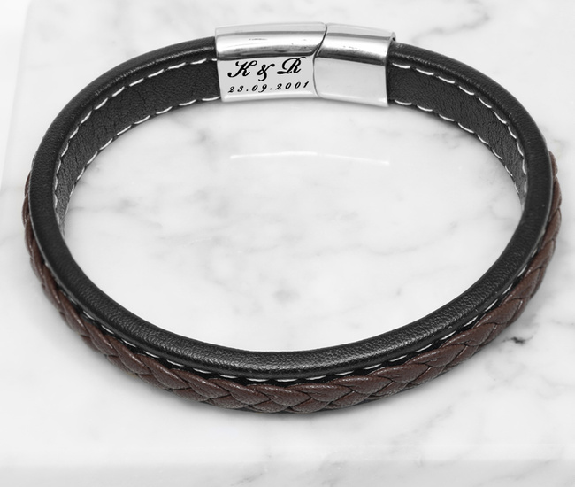 Bransoletka męska z grawerem brązowa 1806/20