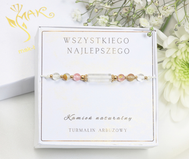 Zestaw urodzinowy bransoletka  turmalin arbuzowy  1873/5