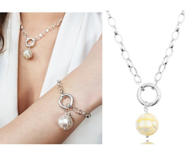 1245/1 naszyjnik  srebrny 925 z masą perłową