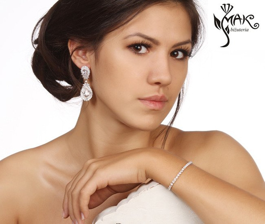 Kol 655/8 KOLCZYKI ślubne, cyrkonie długie