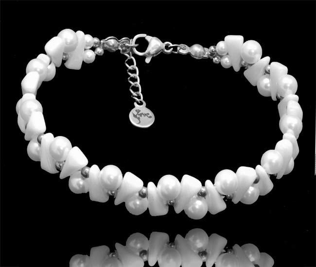 bransoletka ślubna srebrna 925 z perełkami wyplatana ręcznie 1816/6