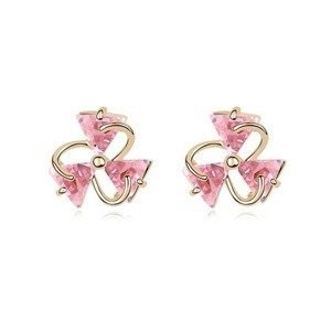 Kol  599/35 kolczyki  kryształy złocone trójkąciki róż