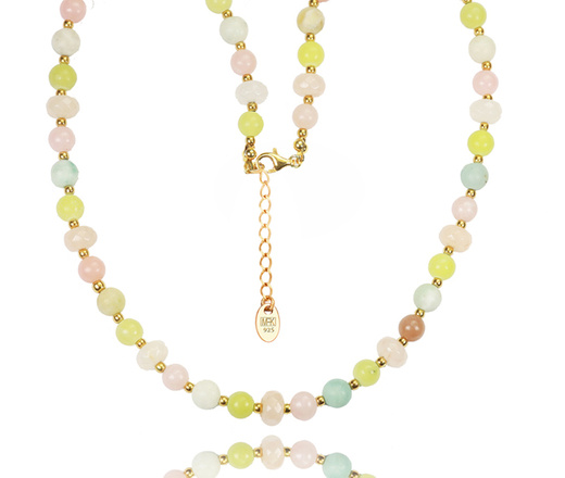 1373/1 bransoletka grawerowana srebrna 925 złocona kamienie naturalne pastelowy