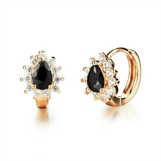 Kol 599/498 kolczyki  żółte złoto wysadzane cyrkoniami