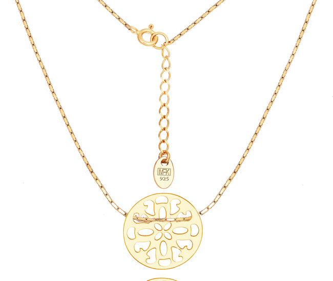 1319 naszyjnik z kołem ażurowym srebrny 925 pozłacany