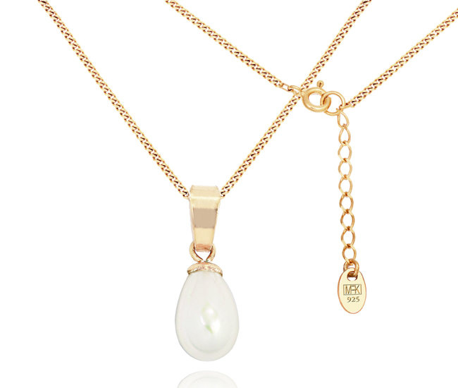 1500 naszyjnik srebrny 925 pozłacany perła