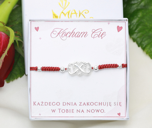 bransoletka srebrna 925 serca infinity zestaw 1899/2