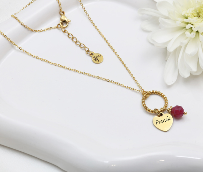 Naszyjnik na Baby Shower dla mamy z grawerunkiem pozłacana stal szlachetna 1876/8