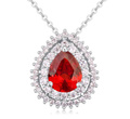 NK599/467 NASZYJNIK platynowany cyrkonie łezka czerwona