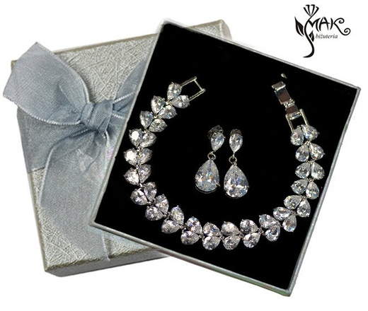 Kpl873 komplet ślubny, biżuteria ślubna z cyrkoniami b599/427 k599/87