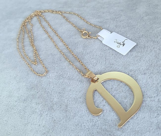 1186 naszyjnik srebrny 925 pozłacany dowolna duża literka inicjał D