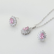 KPL 599/569 komplet kolczyki i wisiorek z różowymi łezkami plus łańcuszek, srebrny