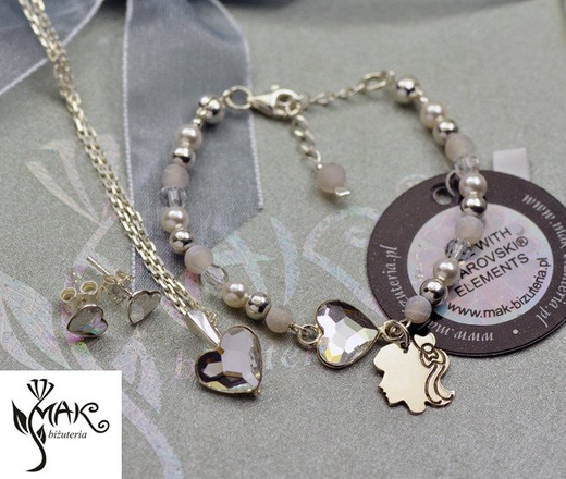 927/4 komplet Swarovski Elements srebro 925 urodziny komunia