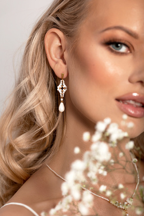 1507 kolczyki srebrne 925 pozłacane z perełkami na ślub