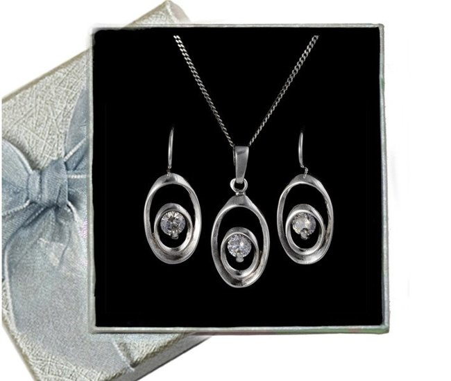 480/206  komplet srebrny owalny