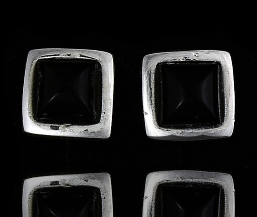 480/123 kolczyki srebrne w kształcie kwadratu onyks czarny