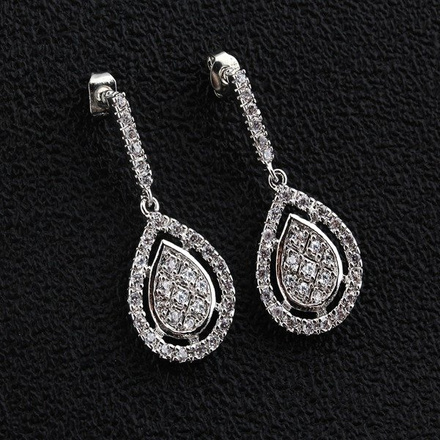 Kol599/815 KOLCZYKI ślubne łezki wysadzane cyrkoniami