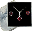 480/83  komplet srebrny okrągłe z bordowymi cyrkoniami