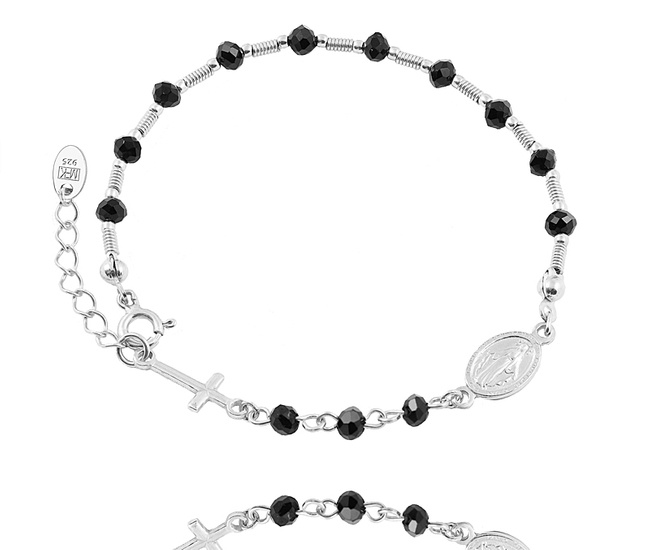 1571/3 bransoletka różaniec z czarnymi kryształkami