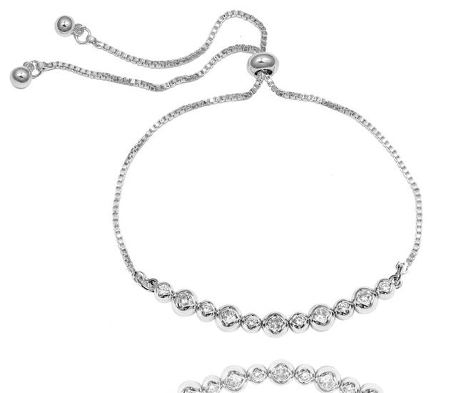 599/1095 bransoletka delikatna z cyrkoniami kuleczki