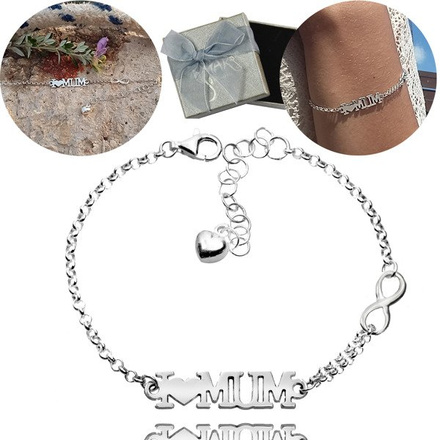 BR936 BRANSOLETKA Swarovski El. dla mamy serce infinity