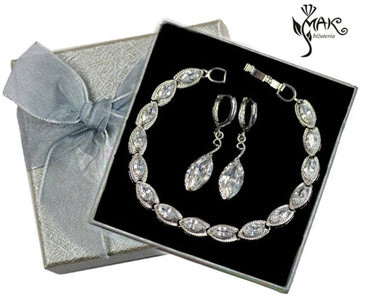 Kpl881 komplet ślubny, biżuteria ślubna z cyrkoniami b599/519 k599/561