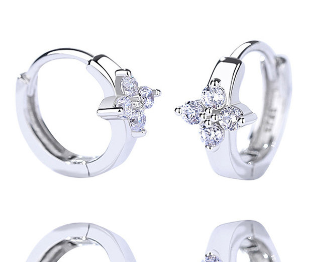 1064/32 Kolczyki srebrne 925 kwiatuszki cyrkonie