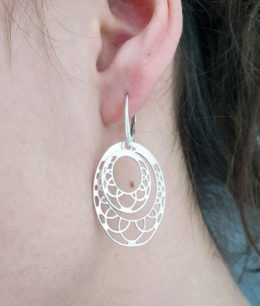 480/355 kolczyki ażurowe srebrne łezki podwójne