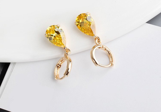 Kol 599/620 KOLCZYKI z żółtą łezką, piękne, złote