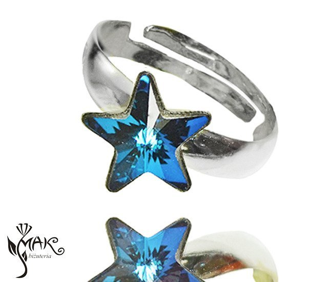 P547 pierścionek SWAROVSKI ELEMENTS bermuda blue