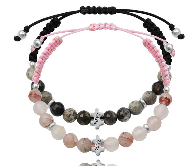 bransoletki dla pary z kamieniami naturalnymi 1750/6 i grawerunkiem 2 szt.