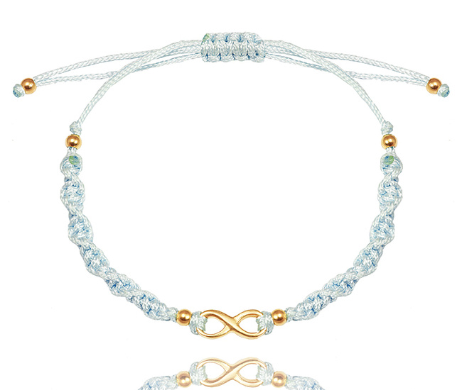 1638/8 bransoletka s. 925 pozłacana na sznureczku