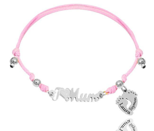 1274/5 bransoletka grawerowana I love Mum srebro 925  stopki