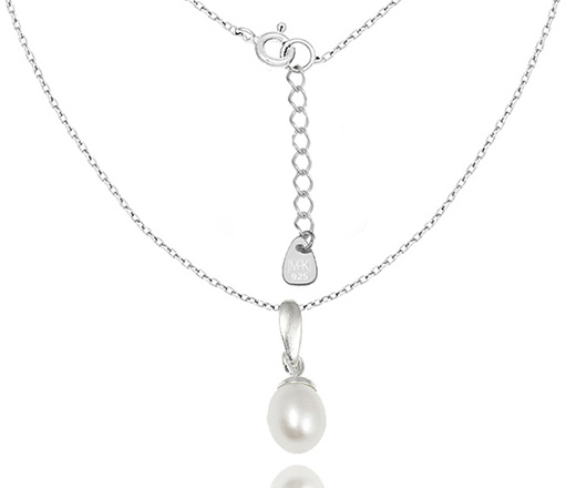 1548 komplet srebrny 925 - naszyjnik + sztyft perły małe 4 mm