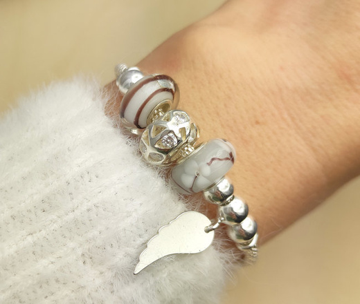 1305 bransoletka grawerowana serce beads z srebrna 925 koraliki