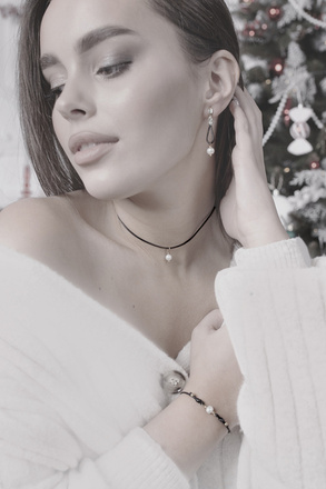 1448 naszyjnik choker srebro 925 perełka naturalna