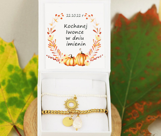 1431 bransoletka ze stalowymi kuleczkami z grawerem