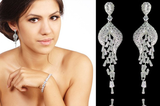 Kol 686/2 KOLCZYKI ślubne, cyrkonie długie Piękne