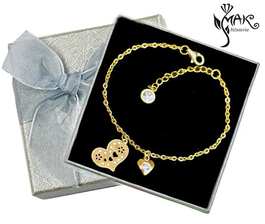 BR845 BRANSOLETKA serce ażurowe złocone