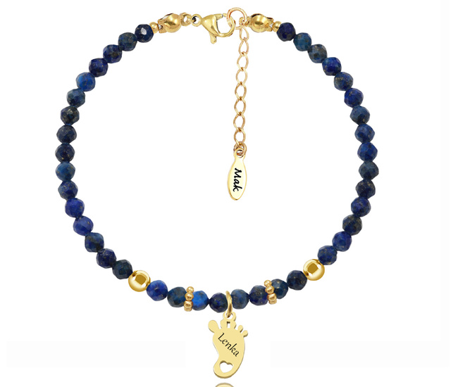 1728/32 bransoletka damska  z grawerem stopka lapis lazuli