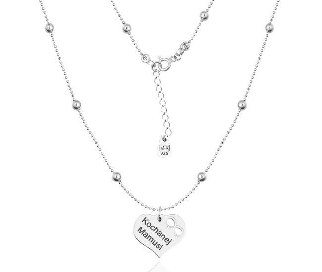 1145 naszyjnik grawerowany srebrny 925 dla mamy kuleczki serce