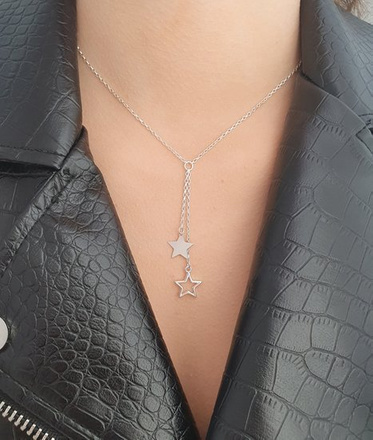 1160 naszyjnik z grawerem krawat, srebro 925 gwiazdki