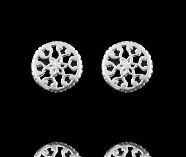 1070 kolczyki rozetki srebro 925 sztyft