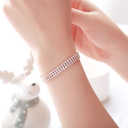 Br599/888 BRANSOLETKA ślubna platynowana z cyrkoniami